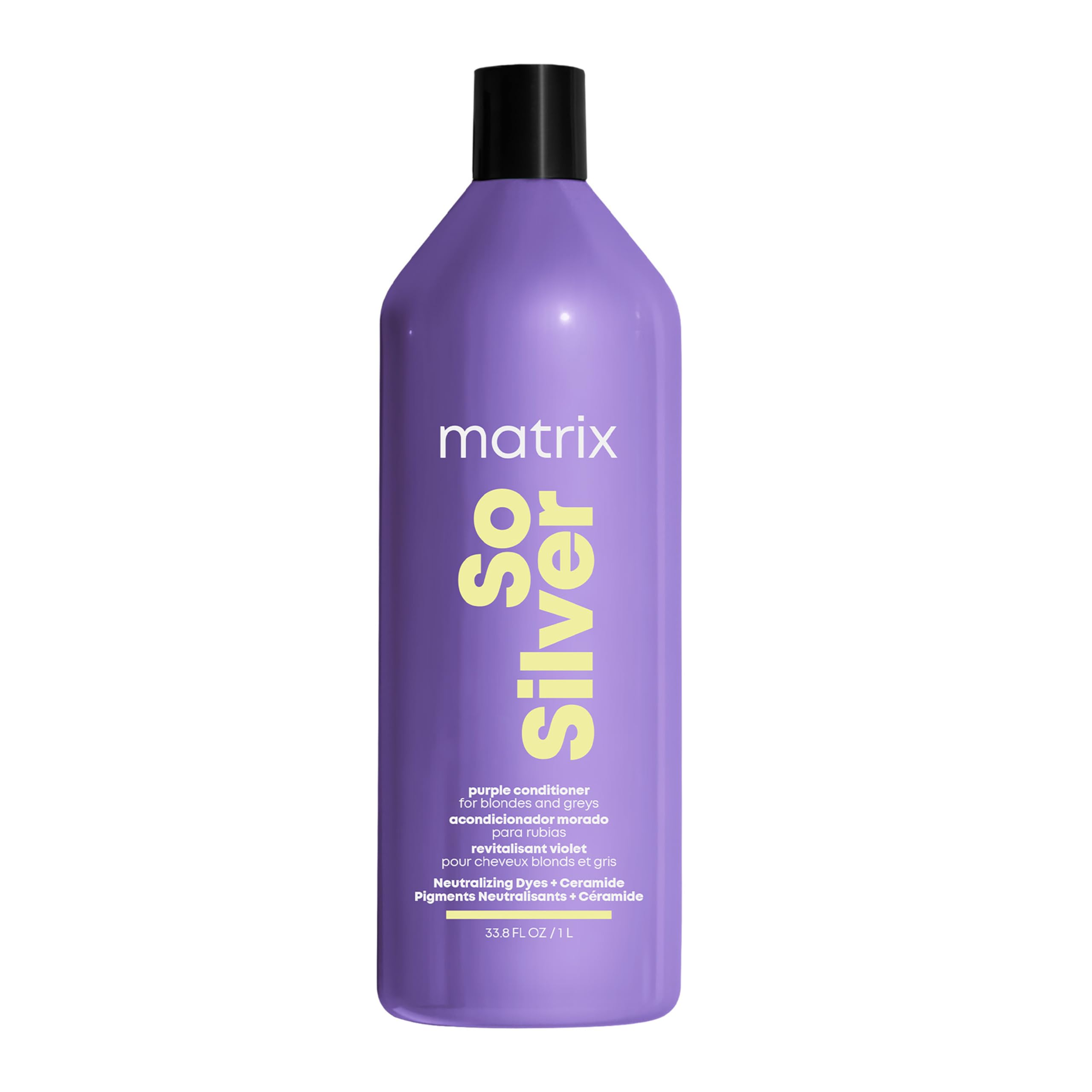 Matrix So Silver Purple Toning Conditioner, For Blondes, Greys and Silvers, Neutralises Yellow Tones, 1L