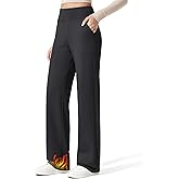 G4Free Women Fleece Lined Pants with Pockets Wide Leg Winter Thermal Work Trousers Dressy Casual Petite/Regular/Tall