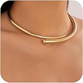 CLOORDE Gold Collar Necklace for Women Trendy Chunky Metal Choker Adjustable Round Open Cuff Necklace Summer Clavicle Chain Statement Hip Hop Gold Jewelry Accessories for Her