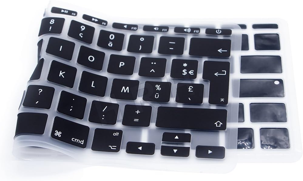MMDW French AZERTY ISO Keyboard Cover for Macbook 11"11.6 Inch A1465 A1370 European/ISO Keyboard Layout Silicone Skin,Black - Image 5