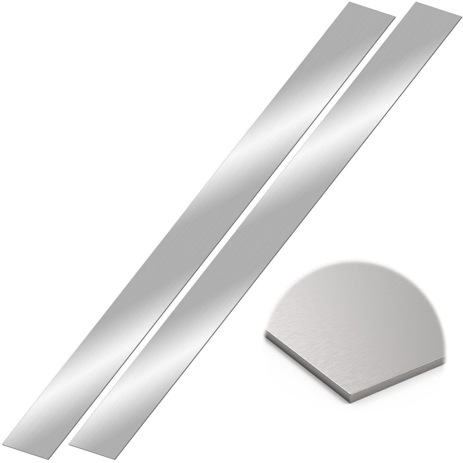 Photo 1 of 2 Pcs 304 Stainless Steel Sheet Metal Gap Filler Trim Strip (30"x 1"x 0.04" Thickness)?Brushed Metal Finishing Sheet for Home Kitchen Tools