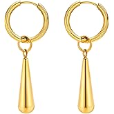 HETICA Titanium Steel Dangle Drop Earrings for Women, 14K Gold Plated Shape Minimalist Modern Design Dangle Earrings Gifts for Women