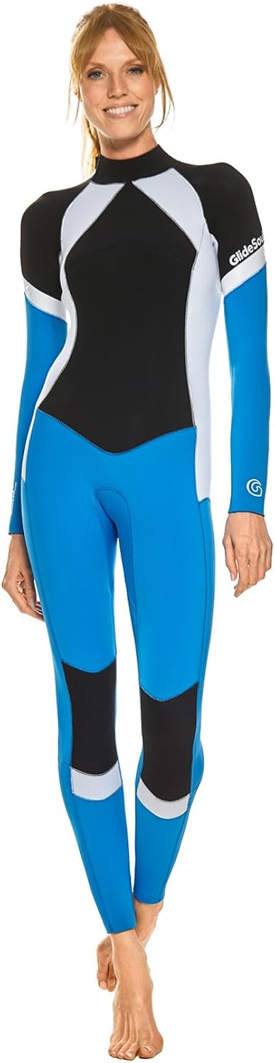 GlideSoul Back Zip Full Wetsuit - Black/Blue/White, Medium