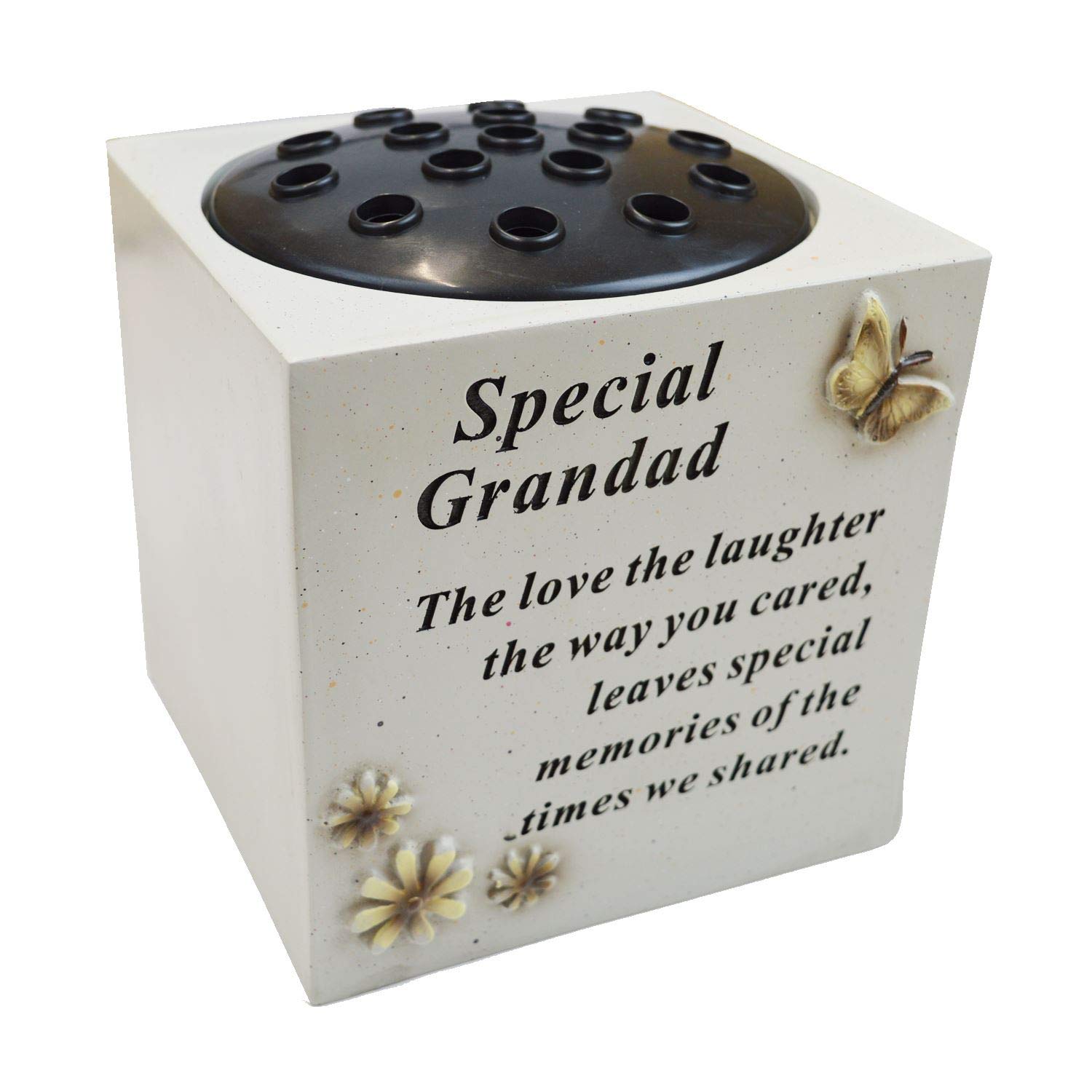 YoL Special grandad memorial graveside pot verse butterfly flowers grave pot vase