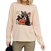 Barlver Women's Halloween Funny Skeleton T-Shirt Pumpkin Face Long Sleeve Novelty Cotton Costume Top Tees