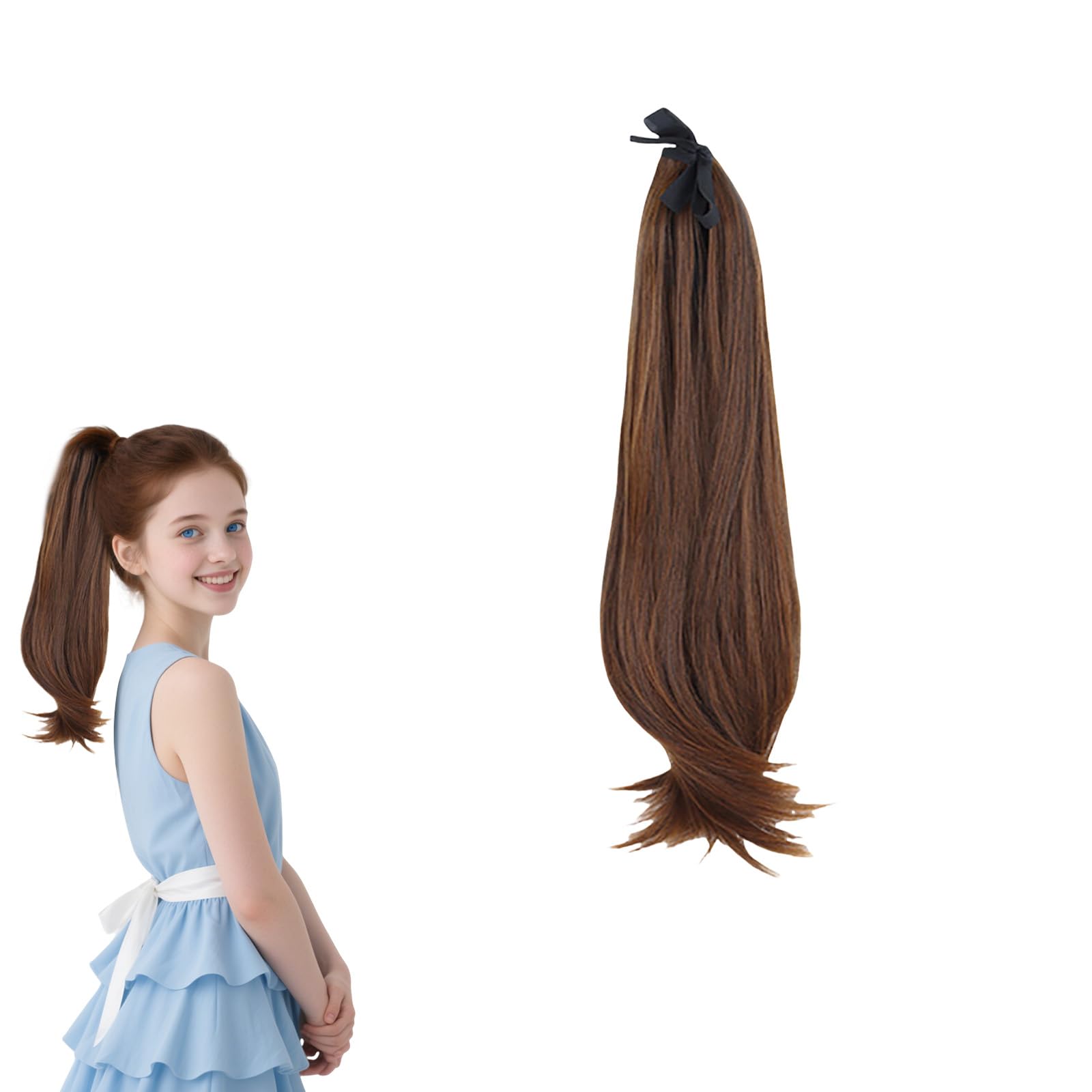 Ponytail Extension Long Straight Hair Extension Synthetic Wrap Around Pony Tail Hairpiece for Women 2306-40