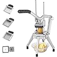 ROVSUN Commercial Vegetable Chopper French Fry Cutter with 4 Blades, Potato Slicer Fruit Chopper Stainless Steel with 1/2", 3/8", 1/4" & 8-Wedge Blades and Pusher Blocks for Restaurant, Home & Kitchen