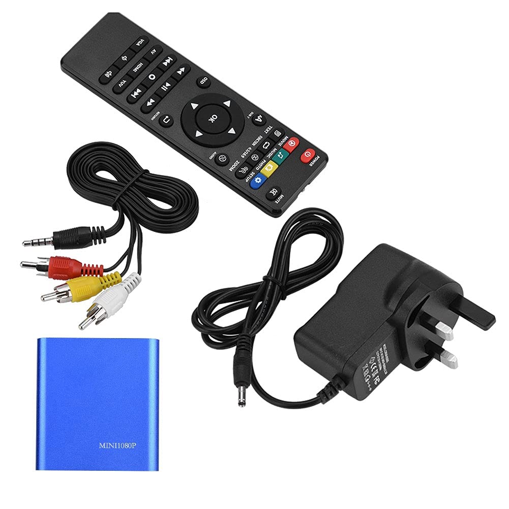 HD Media Box Player, 1080P Videos Images Output, Stereo Surrounding Sound, Supports Plug and Play (UK Plug)