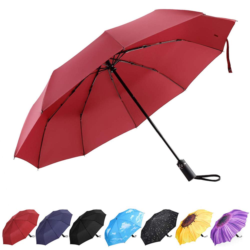 YumSur Compact Travel Umbrella - Windproof, Reinforced Canopy, Tested in 60mph Winds, 10 Ribs Reinforced Windproof Umbrella, One Touch Auto Open/Close Multiple Colors for Men & Women Blue — image 1