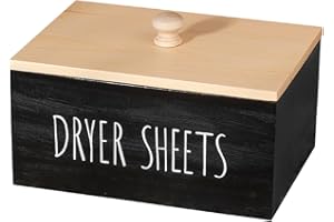 zoocatia Laundry Room Decor Dryer Sheet Container Wood Detergent Dispenser Holder Organization and Storage Box with Lid for Dryer Balls, Laundry Pods, Black