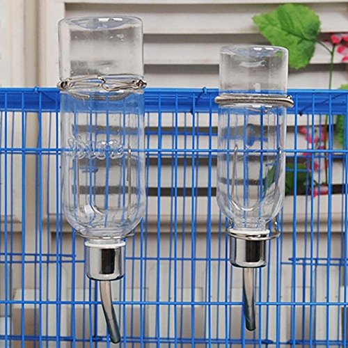 Afco Small Pet Fountain,Hanging Drinking Bowl Bottle Leakproof Automatic Water Feeder for Rabbit Guinea Pig Hamster 350ml size L (Transparent)
