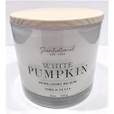 Natural Coconut + Beeswax Scented Candle White Pumpkin (All Caps) XL White Jar with Wooden Lid, 26 Oz.