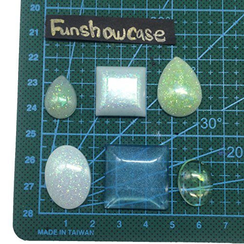 Funshowcase Oval Drop Square Shapes Cabochon Gemstone Pastry Silicone Mold for Cake Decoration, Cupcake Topper, Polymer Clay, Crafting, Resin Epoxy, Jewelry Making