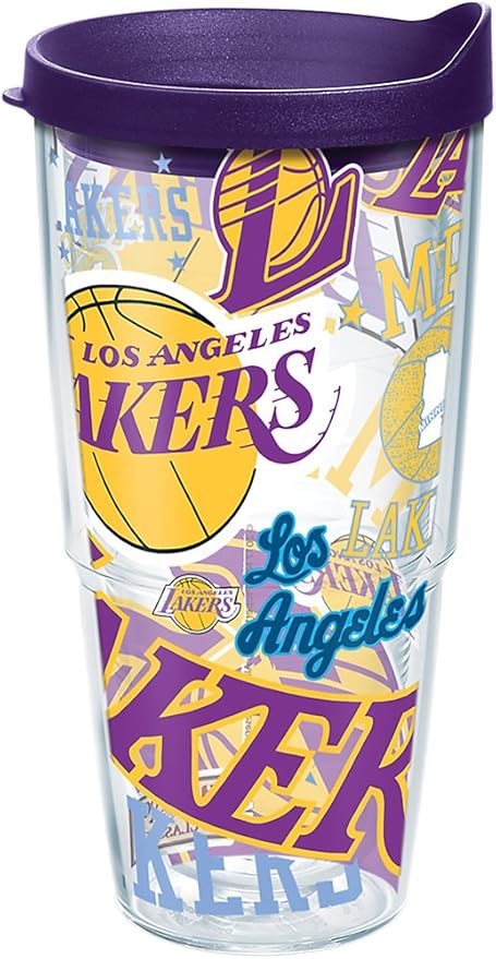 Tervis Nba Los Angeles Lakers All Over Tumbler With Wrap And Royal Purple Lid 24oz Clear Amazon Ca Home Kitchen