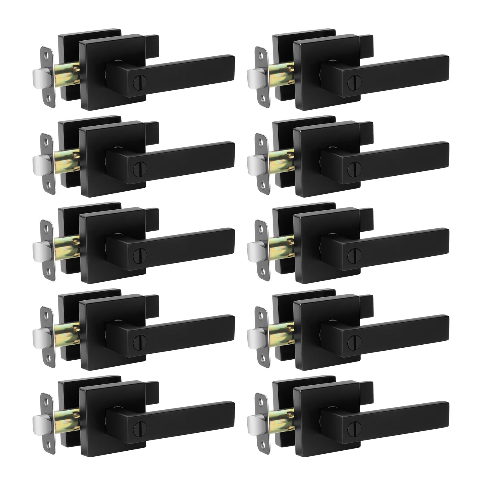 Photo 1 of ***MISSING PARTS***
AIKKIL 10 Pack Black Door Handle Interior Privacy Door Levers Set, Keyless Square Door Knob Lock for Bedroom or Bathroom, Heavy Duty Door Handles with Reversible Handle for Left Right Sided Doors