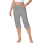 Magrank Women Yoga Capri Pants Comfy Drawstring Lounge Sweatpants with Side Pockets