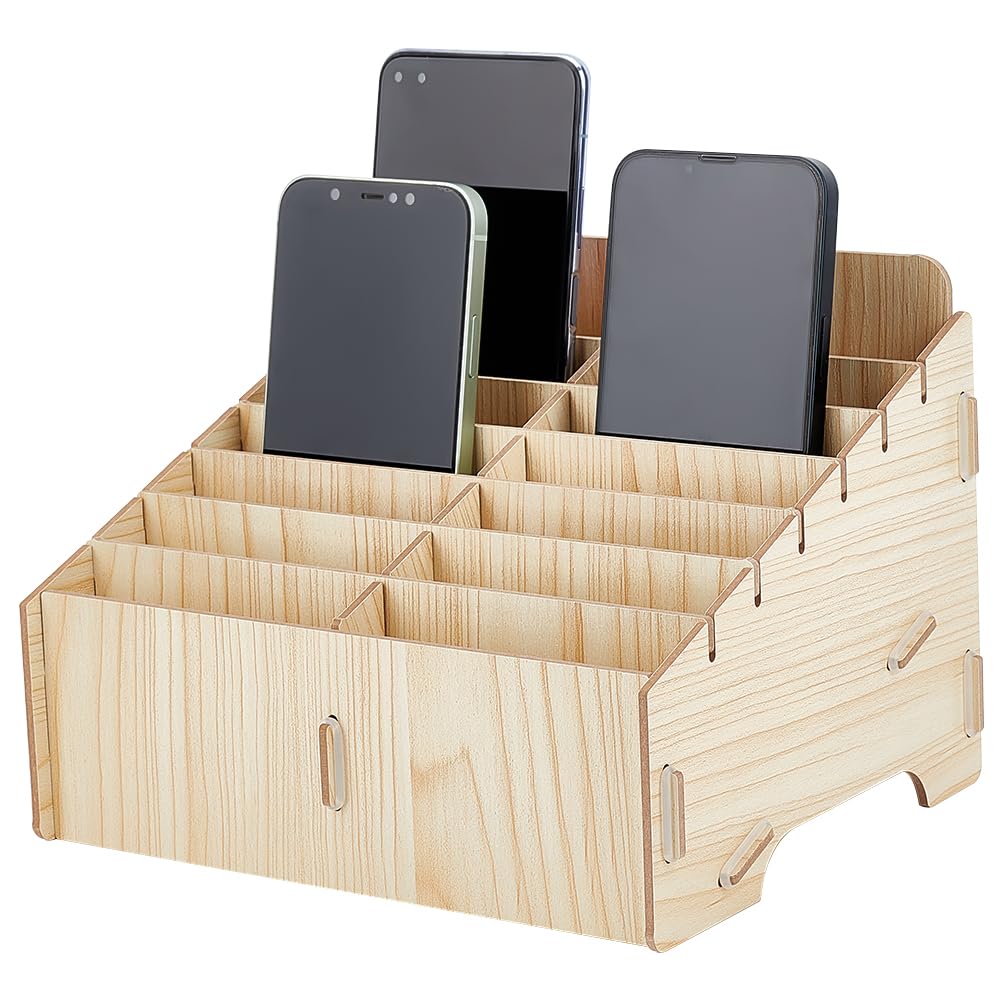 BENECREAT Wheat Colour Wooden 14 Compartment Multifunctional Desktop Organiser