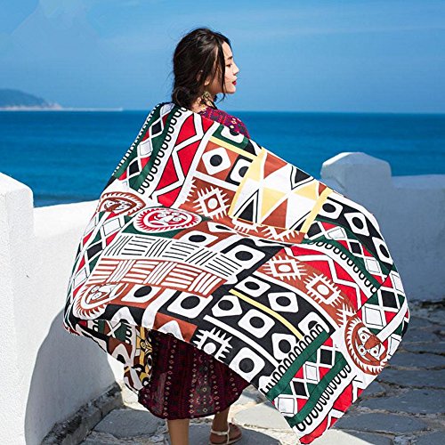 SUNBABY Women Boho Shawl Beach Towels Rectangle Polyester Scarf Travel Sarong Wrap Swimwear Cover Up Beach Mats (Yellow Green Geometry)