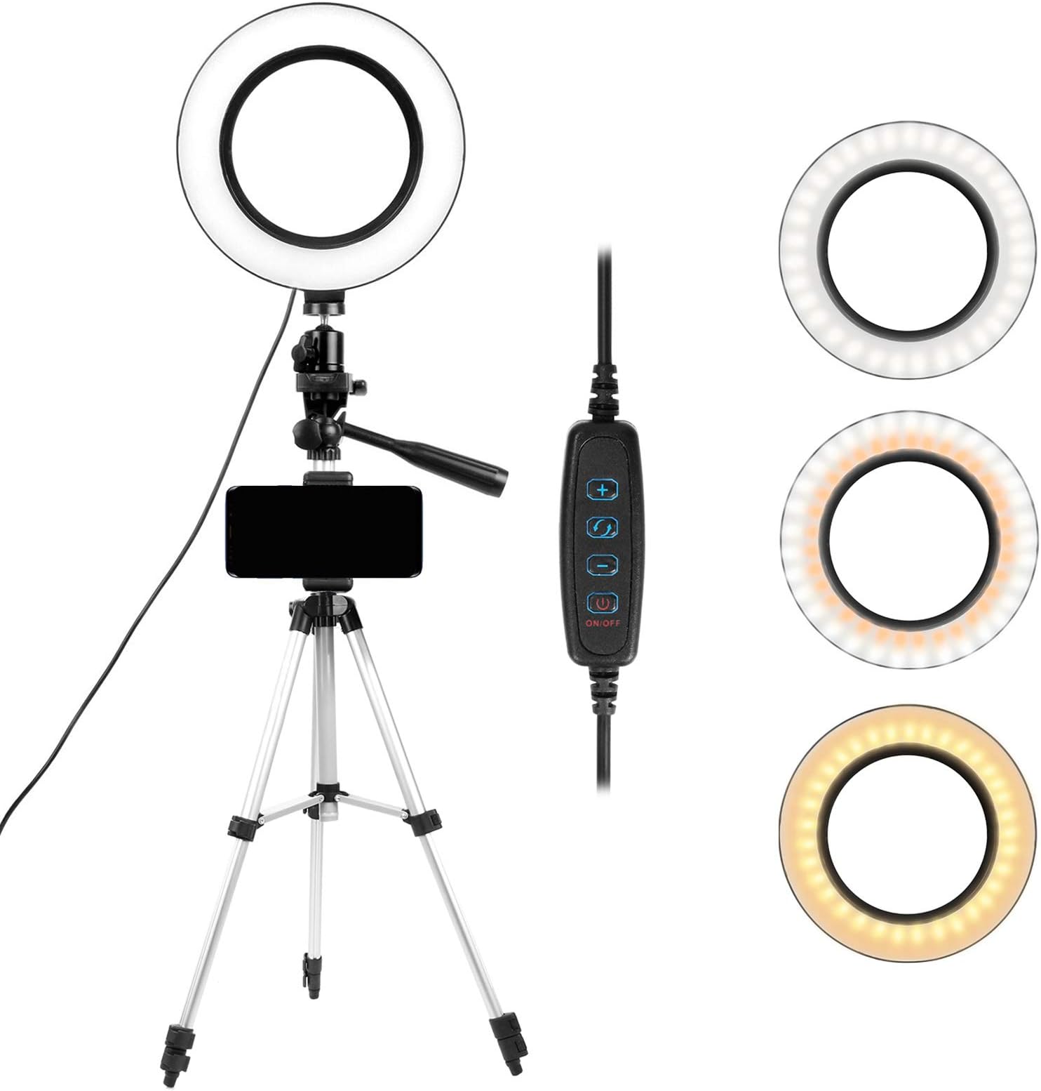 LED Selfie Ring Light With Tripod Stand Phone Holder Desk Makeup Ring Light With 6 Inches 72 LED Ring Light Kit For Live Streaming Webcast Youtube Vlog Camera Studio Video Shooting USB 10 Brightness