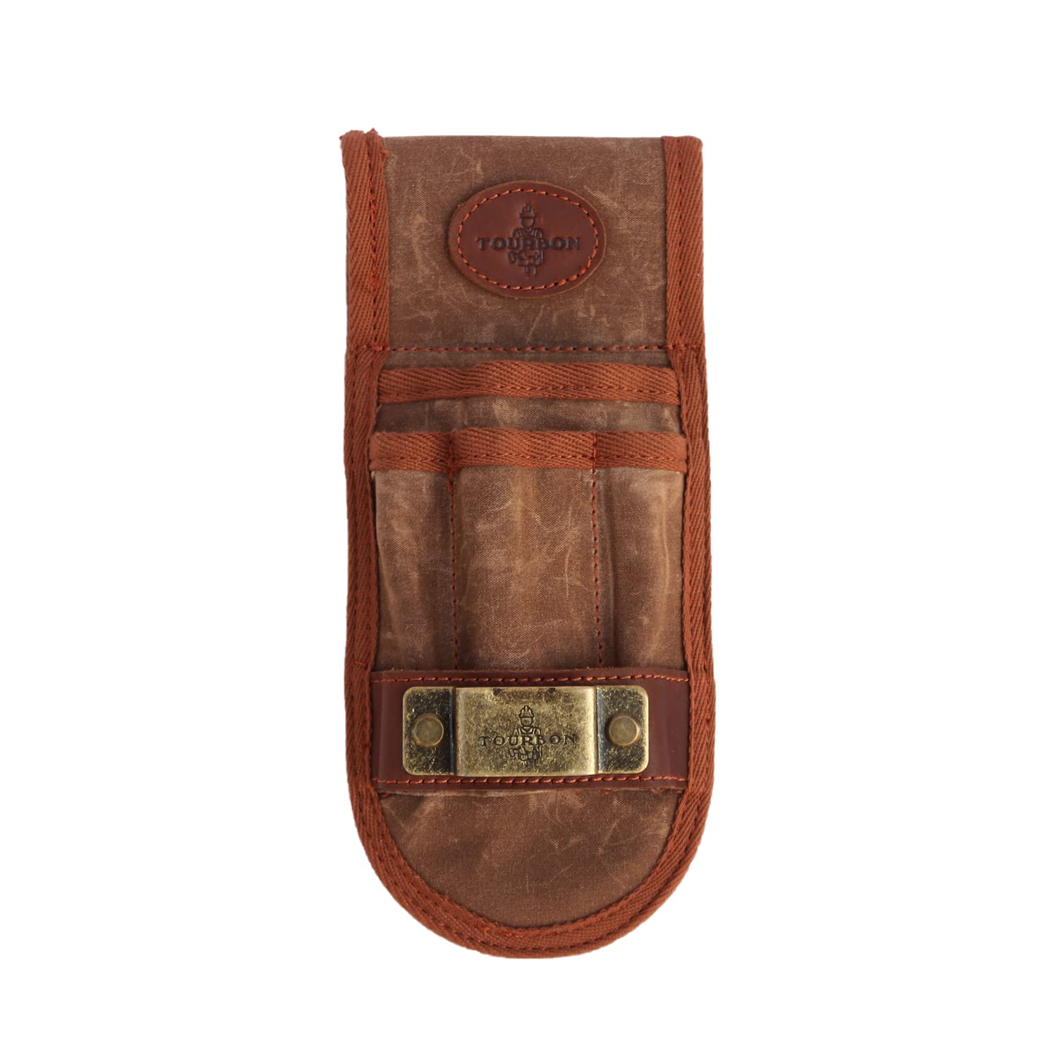TOURBON Wax Canvas and Leather Tool Belt Holster with Tape Measure Holder for Electrician Workshop Brown