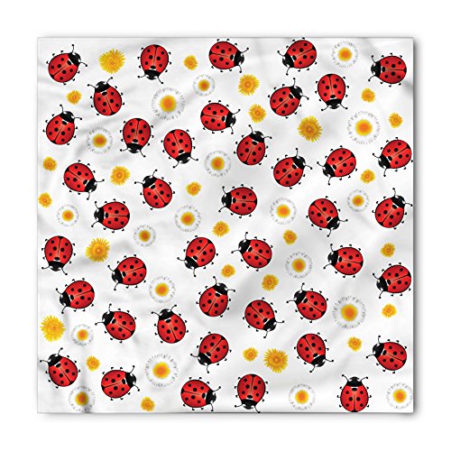 Lunarable Ladybugs Bandana, Spring Blooms Sunny Day, Unisex Head and Neck Tie