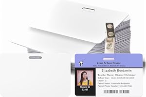 KLMNDUO 20 Pack Premium Blank PVC Cards with Horizontal Slot Punch - CR80 30mil Landscape Slot Punch Blank Credit Cards for ID Badge Card Printers - Graphic Quality PVC Cards for Business Office