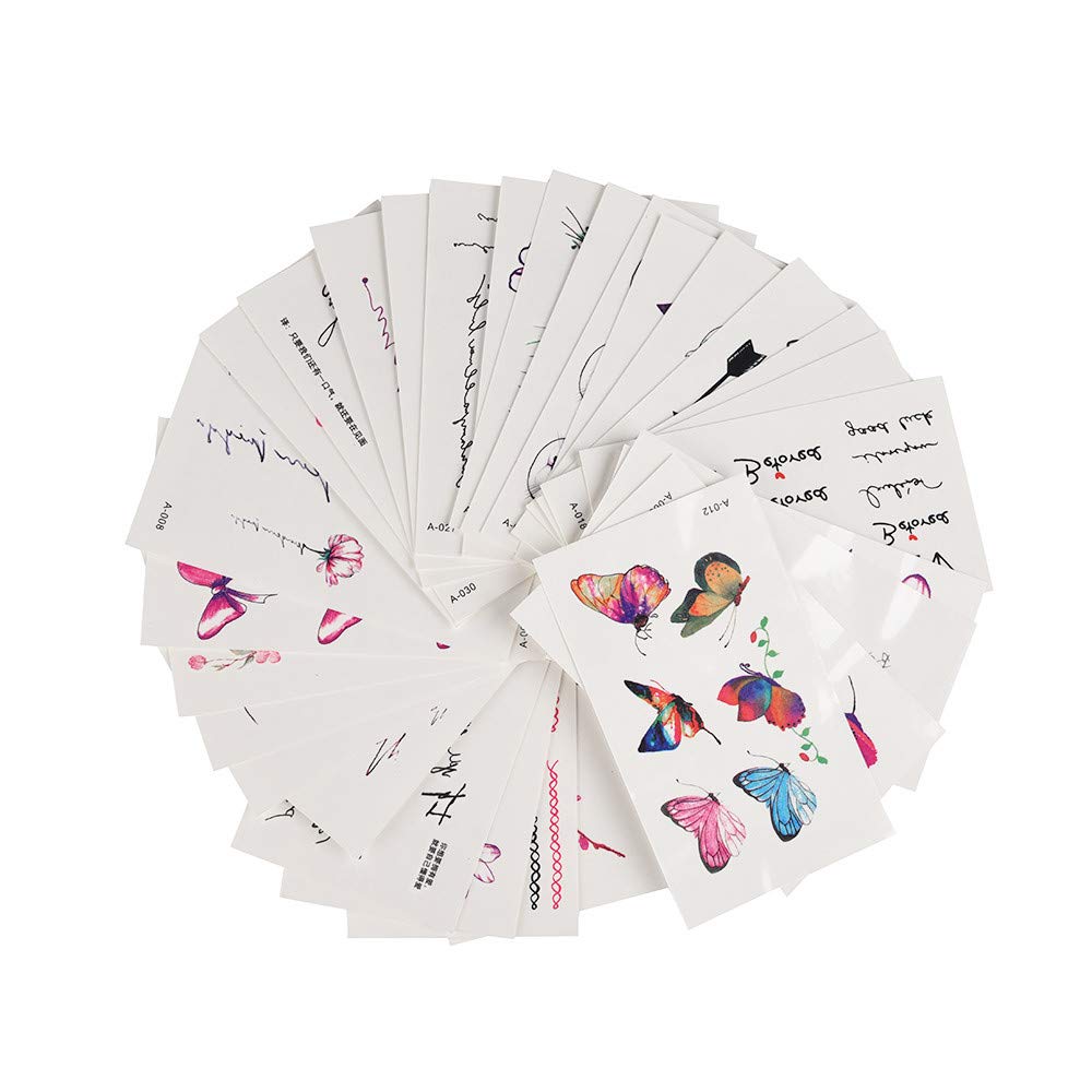 YALANK 30 Sheets Temporary Tattoos Sticker For Women Girls Models Adults, Colorful Body Art Sticker Makeup Waterproof Sexy Realistic Arm Fake Tattoos Sticker Hand Neck Wrist Fashion