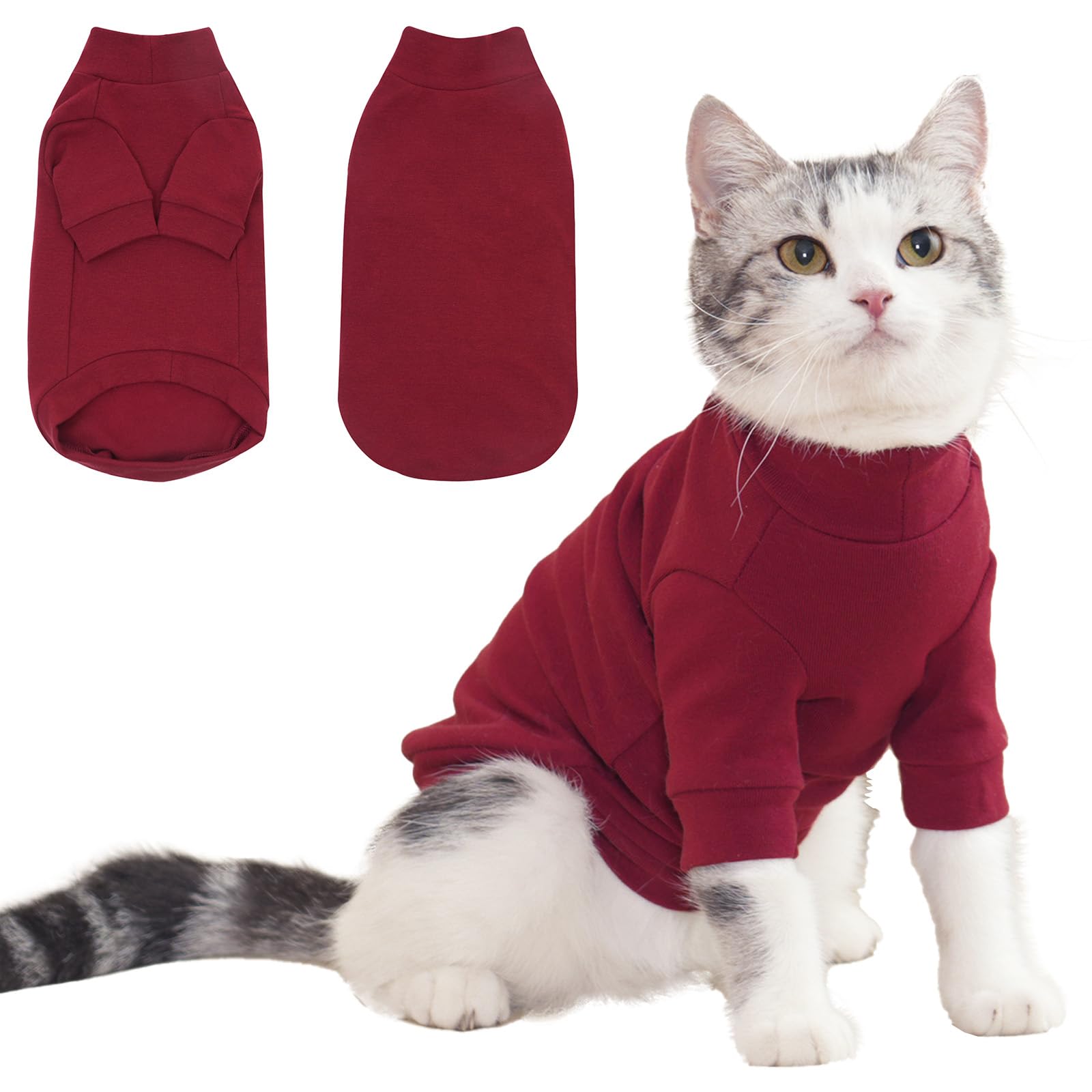 Cyponpy Cat Jumper Fleece Clothing Winter Coat Warm Pajamas Two-Legged Onesie Sphynx Clothes Kitten Sweater Bodysuit Long Sleeve Pullover Hairless Outfit Jacket