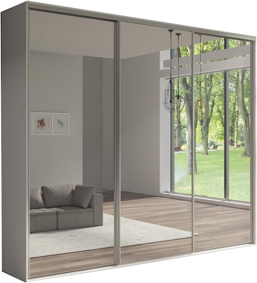 Armoire Penderie Avec 3 Portes Coulissantes L X H X P 254x244x62 Bora 3 X Miroir Amazon Fr Cuisine Maison