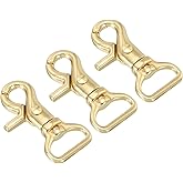 PATIKIL Lobster Clasp Keychains, 3Pcs 3/4 Inch Pure Brass Round Lobster Clasps Swivel Trigger Snap Hook Purse Lanyard Clips for DIY Leather Craft