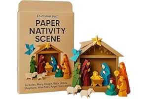 Kit de crèche de Noël en papier à faire soi-même – Ensemble pliable avec anges et animaux, activité de Noël créative pour enf