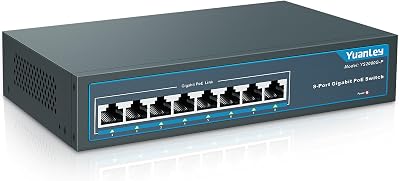 YuanLey 8 Port Gigabit PoE Switch 120W 802.3af/at Unmanaged Plug and Play
