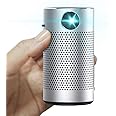ANXONIT Mini Projector,Smart DLP Pocket Portable Projector,100 ANSI Lumens,Rechargeable Battery,360° HiFi Speaker,Android 8.1,Bluetooth,WiFi,for iPhone iPad,Home Theater Outdoor Movies (Silver)