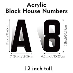 12 Inch Self Adhesive House Numbers, Acrylic Modern