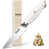 Huusk Paring Knife Ultra Sharp - 3.5" Small Kitchen Knife, Ivory White Grip | Japanese Stainless Steel, Well-balanced, Ergonomic, for Peeling Coring Cutting, Men &amp; Women Gift