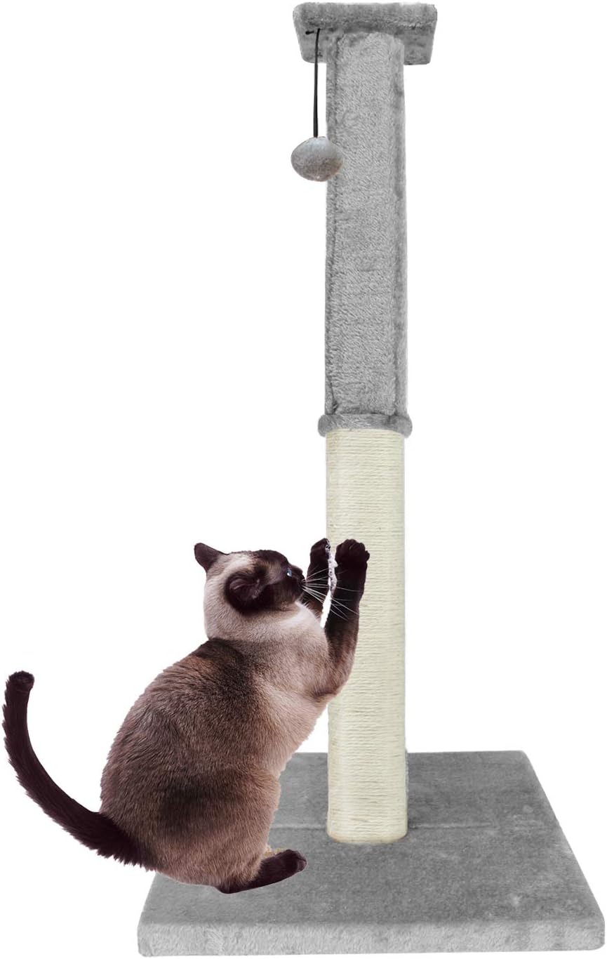 Downtown Pet Supply Tall Cat Activity Tree with 4 Levels and Sisal Scratching Posts with Securing Mechanism (Tall 4-Level Scratch Post) : Pet Supplies