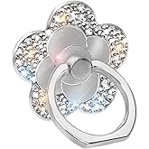 Erolagomat Bling Cute Flower Cell Phone Ring Holder with Crystal Rhinestone 360°Rotation Metal Finger Stand Kickstand Universal Compatible with iPhone Samsung Galaxy LG Google iPad（Silver）