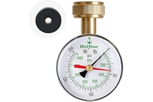Watflow 2-1/2" Water Pressure Test Gauge, Garden Hose Pressure Gauge, House Water Pressure Gauge, 3/4" Female Hose Thread, 0-200 psi/kpa with Drag Pointer