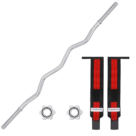 SONGMICS SZ Curlstange Hantelstange Curlstange Länge 7 kg, 120cm, Ø 30 mm, mit Sternverschlüssen,Hantel Curl Stange Hantelsta