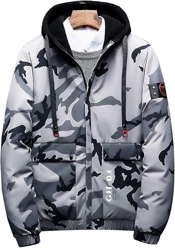 Amazon Happyjp 迷彩柄 中綿ジャケット メンズ 中綿コート 厚手 防寒 アウター カモフラ カジュアル ファッション コート ジャケット 通販