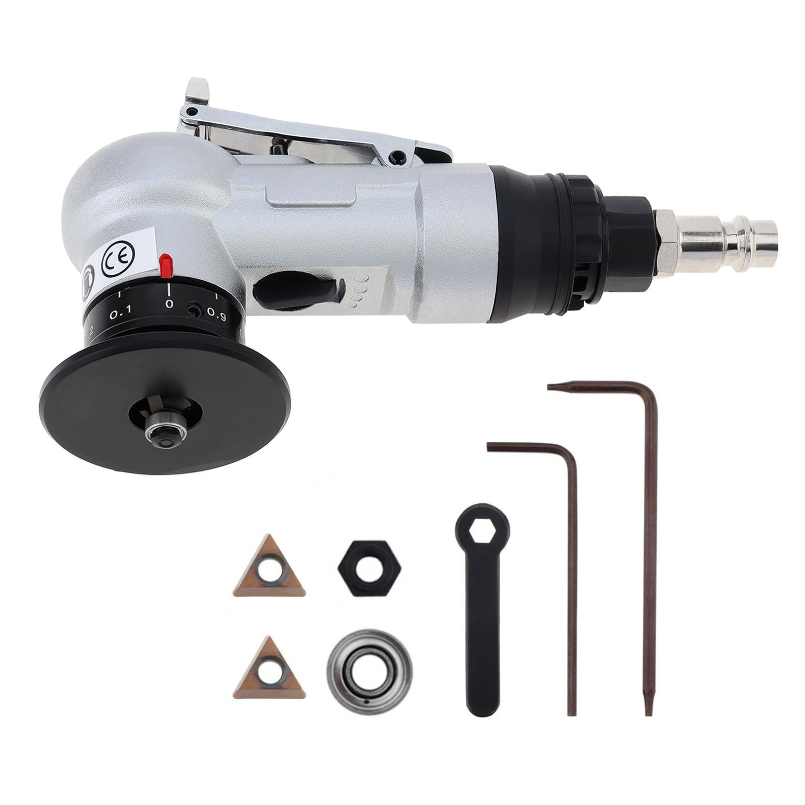 Omninmo Pneumatic Chamfering Tool Handheld, 2-in-1 Pneumatic Chamfering Machine, Mini Air Chamfer Tool Pneumatic Beveling Tool Arc Corner 45 Degree for Metal Trimming and Deburring