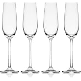Mikasa Lana Champagne Flutes Glasses, Set of 4, 8.25 Ounce, Clear