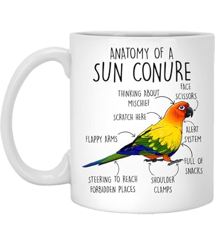 Green Cheeked Conure Coffee Mug - Bird Anatomy Funny Gift For Bird Lovers, Parrot Owner Christmas Present - View #10