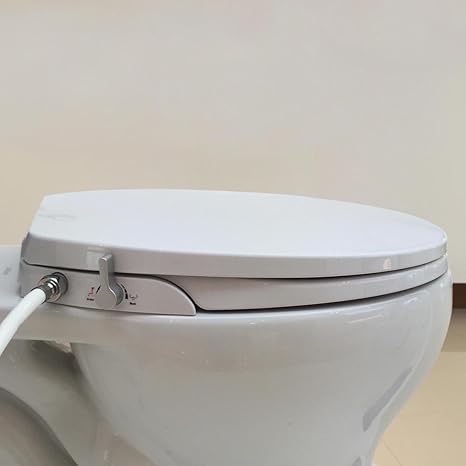 Hibbent Bidet Toilettensitz Nicht elektrisch sanftes Schlieen mit selbstreinigender Doppeldse hygienische Reinigung des Intimbereichs RundStandard O Form OB108 wei