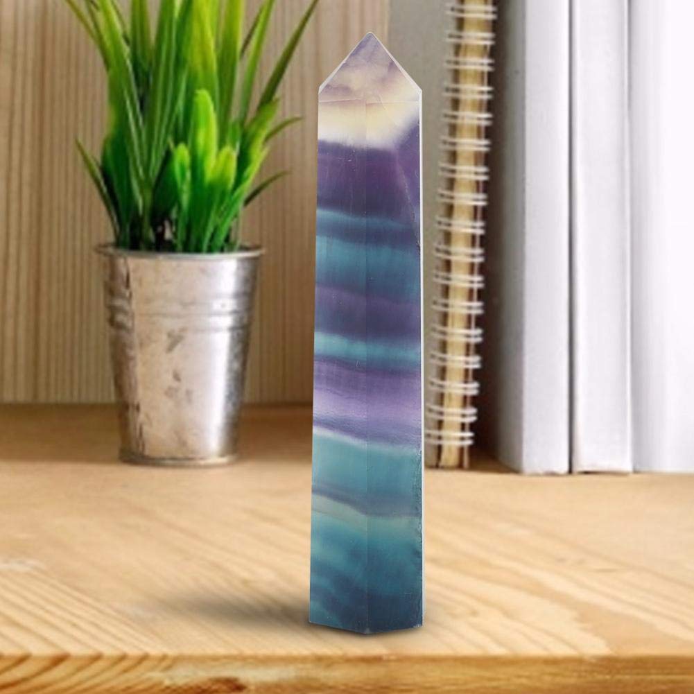 Weiyiroty Gift Smooth Unique Lines Natural Fluorite Stone, Fluorite Crystal, Hexagonal Wand for Families for Friends(70mm-75mm)