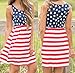 Gloous Womens Fashion Print American Flag Sexy Sleeveless Mini Dress (XXL)