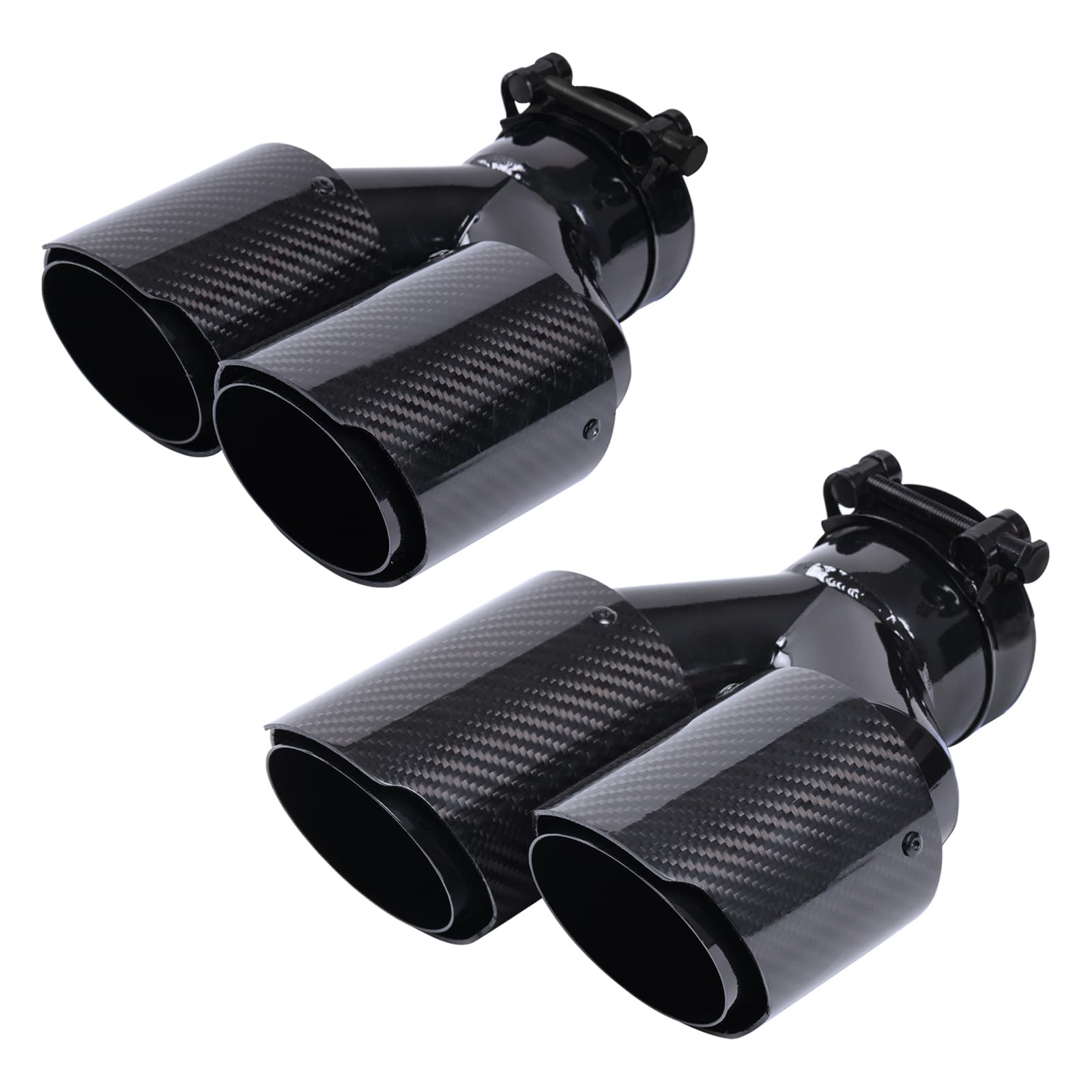 Photo 1 of 2-Pack Carbon Fiber Dual Exhaust Tips 3" Inlet to 3.5" Outlet, Universal Tailpipe 3 Inch Exhaust Muffler Tips (Gloss)
