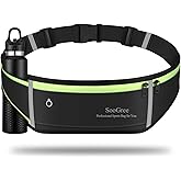 SooGree Men Women Running Belt Fanny Pack,Reflective Workout Sport Waist Pack Bag,Running Phone Holder Belt with Water Bottle Holder, Ideal for Running,Walking,Cycling,Gym Workouts (GSP1189-Black)