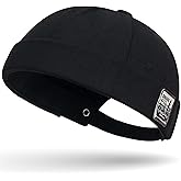 DIYDECAL Brimless Docker Cap,Skullcap Beanie, Retro Sailor Hat for Mens Womens