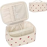 OCHEAL Makeup Bag,Travel Makeup Organizer Bag, Large Capacity Cosmetic Bags For Women Large Travel Toiletry Bag Girls Traveling With Brush Slot And Divider-Strawberry